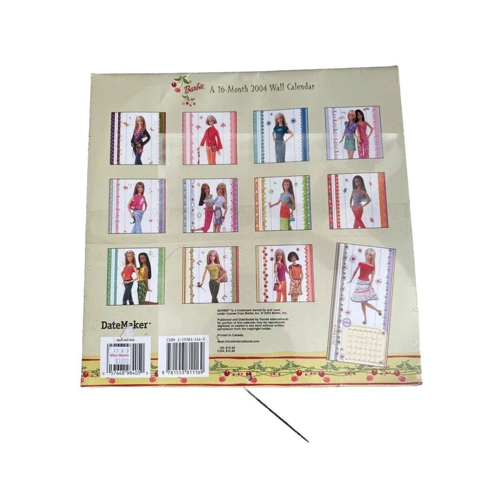 Vintage 2004 Barbie 16 Month Wall Calendar New Factory Sealed Condition